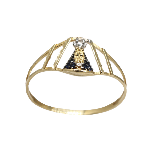 Anel Nossa Senhora Aparecida Ouro 18k Zircônia