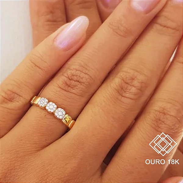Anel Aparador Ouro 18k Zircônia