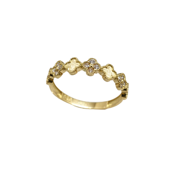 Anel Aparador Trevo Ouro 18k Zircônia