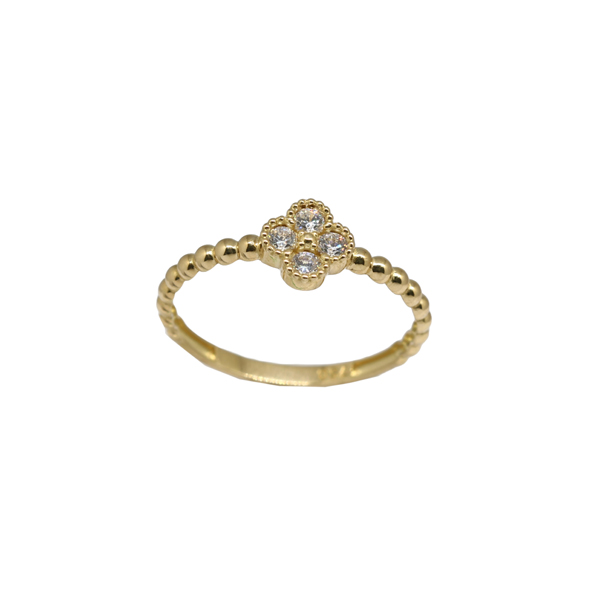 Anel Trevo Ouro 18k Zircônia