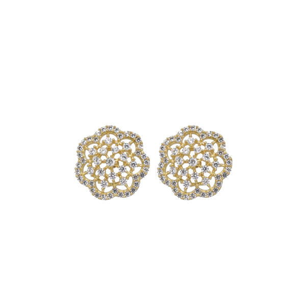 Brinco Chuveiro Flor Ouro 18k Zircônia