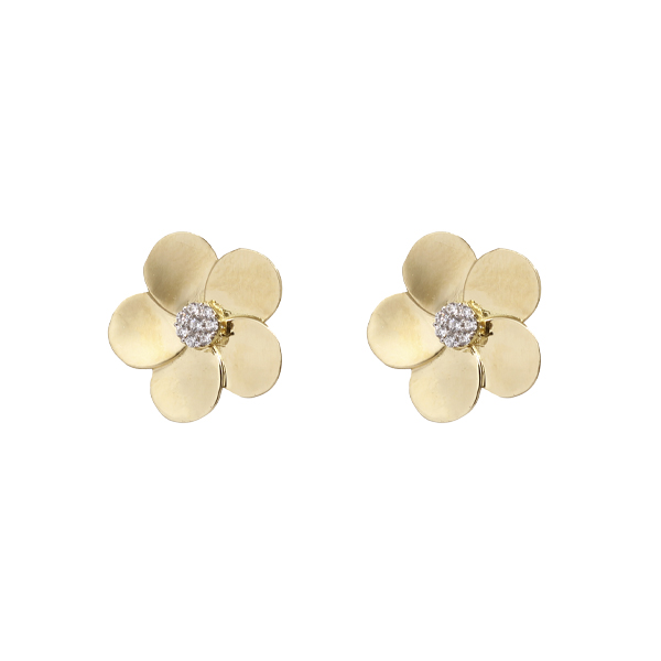 Brinco Flor Ouro 18k Zircônia