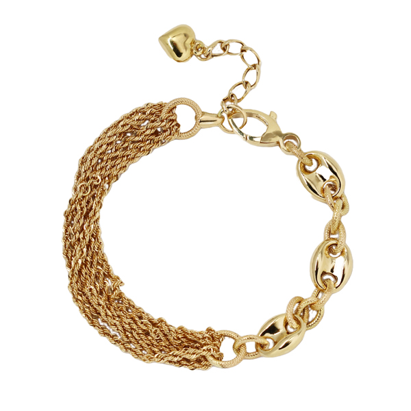 Pulseira Elos Cabo de Aço Ouro 18k