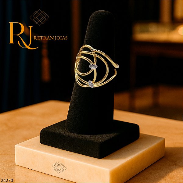 Anel Ouro 18k Zircônias