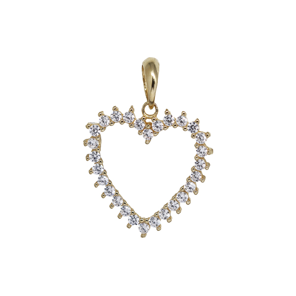Pingente Coração Ouro 18k Zircônias