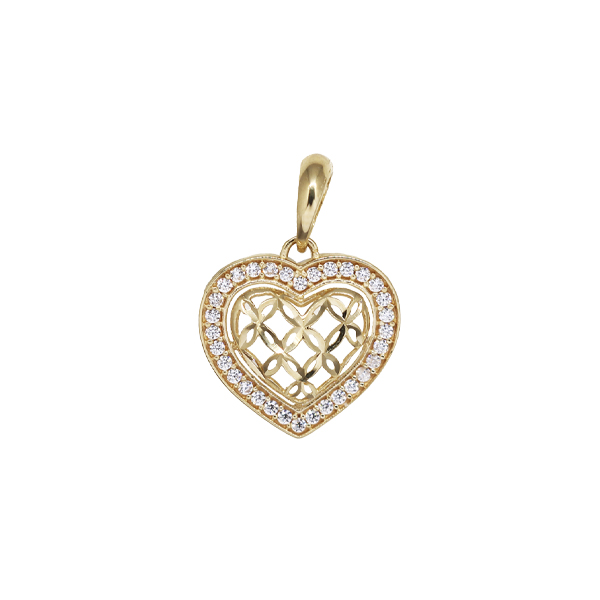 Pingente Coração Ouro 18k Zircônias