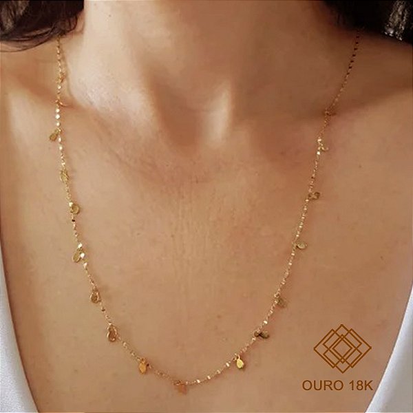Gargantilha Gotas Ouro 18k - 70cm
