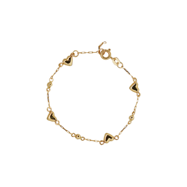 Pulseira Corações Infanto-Juvenil Ouro 18k