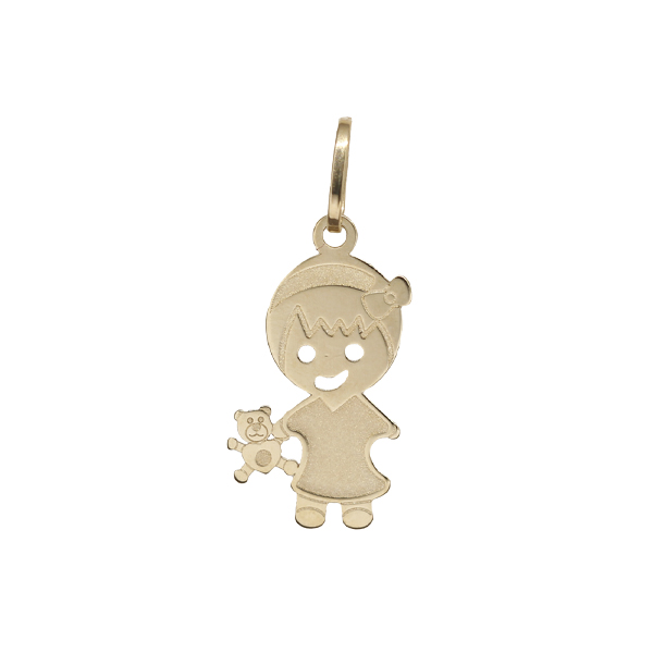 Pingente Menina Flor Ouro 18k