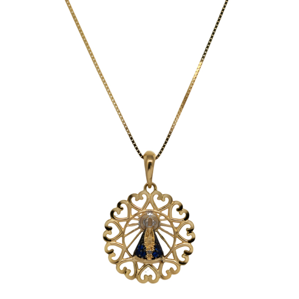 Kit Cordão Ouro 18k + Pingente Nossa Senhora Ouro 18k