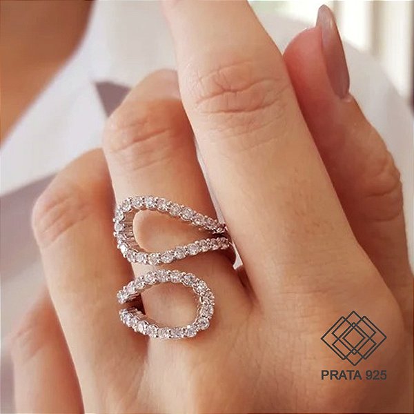 Anel Prata 925 Zircônia