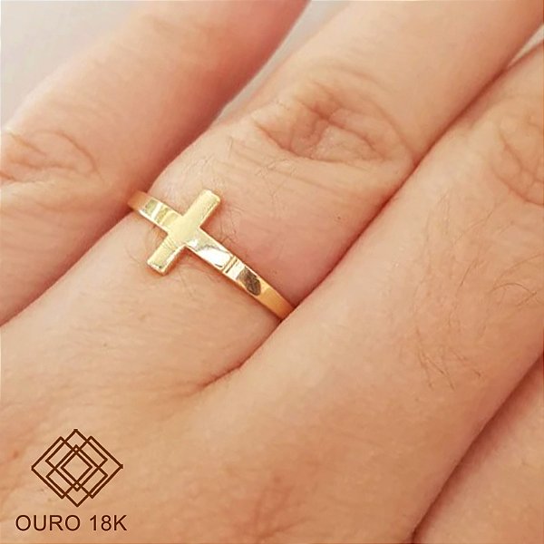 Anel Cruz Ouro 18k