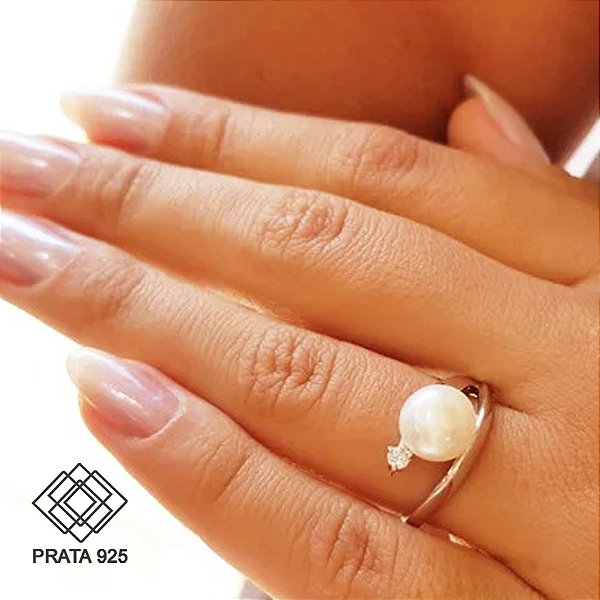 Anel Pérola Prata 925