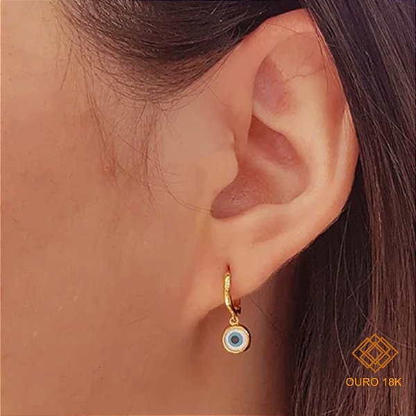 Brinco Argola Olho Grego Ouro 18k