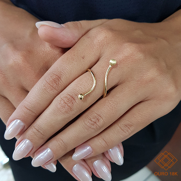 Anel Esferas Ouro 18k