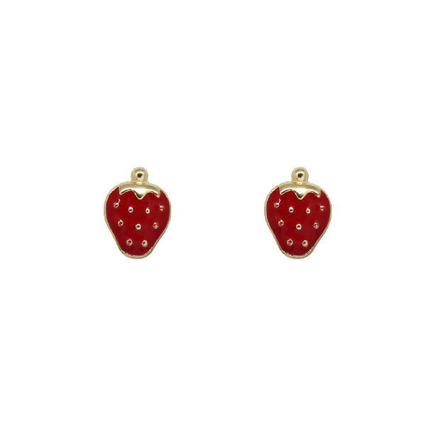 Brinco Infantil Morango Ouro 18k