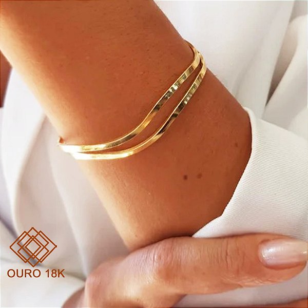 Bracelete Ondas Ouro 18k