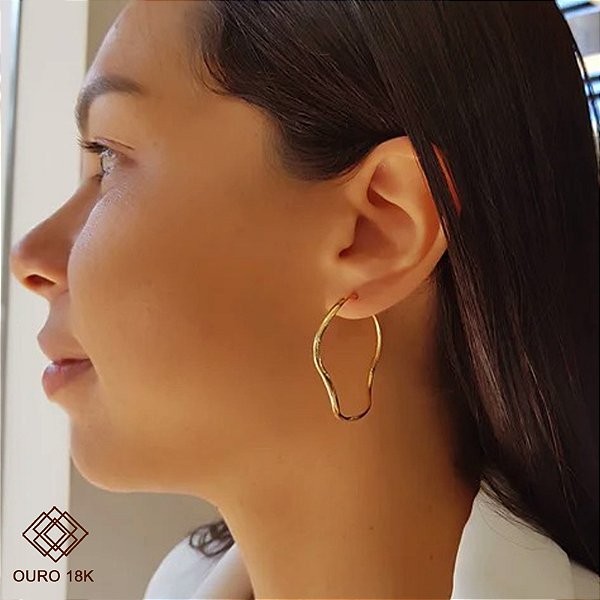 Brinco Argola Ondas Ouro 18k