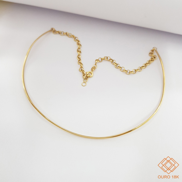 Gargantilha Choker Ondas Ouro 18k