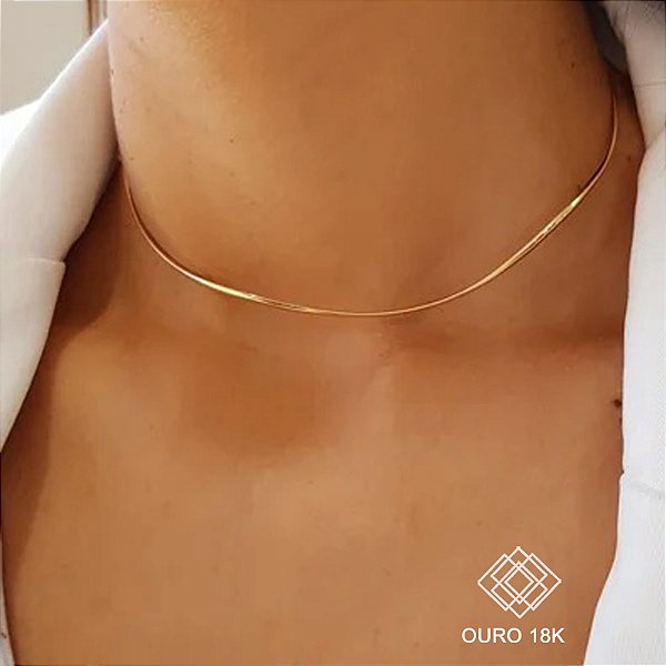 Gargantilha Choker Ondas Ouro 18k