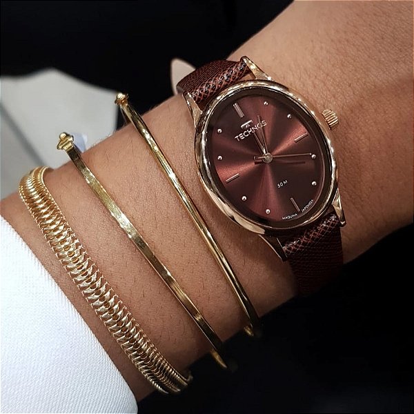 Relógio Technos Feminino Couro Marrom 2035nco/0m