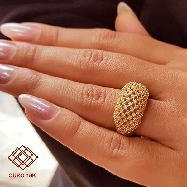 Anel Ouro 18k Diamante Cultivado