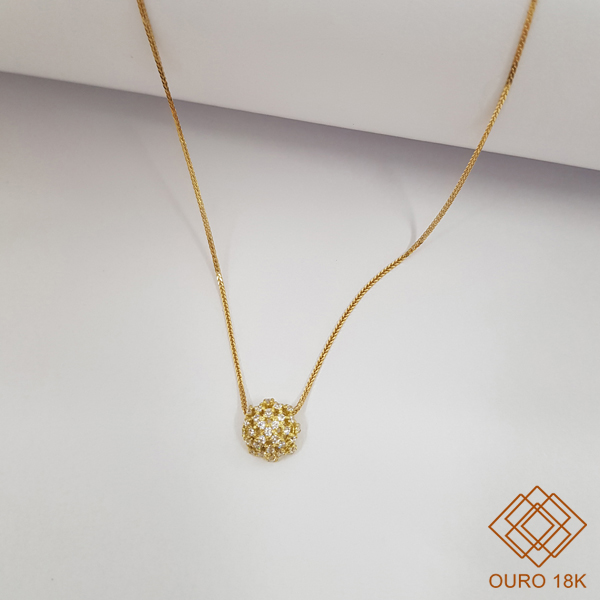 Kit Cordão Ouro 18k + Pingente Chuveiro Rainha Ouro 18k