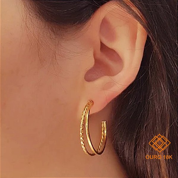 Brinco Meia Argola Ouro 18k