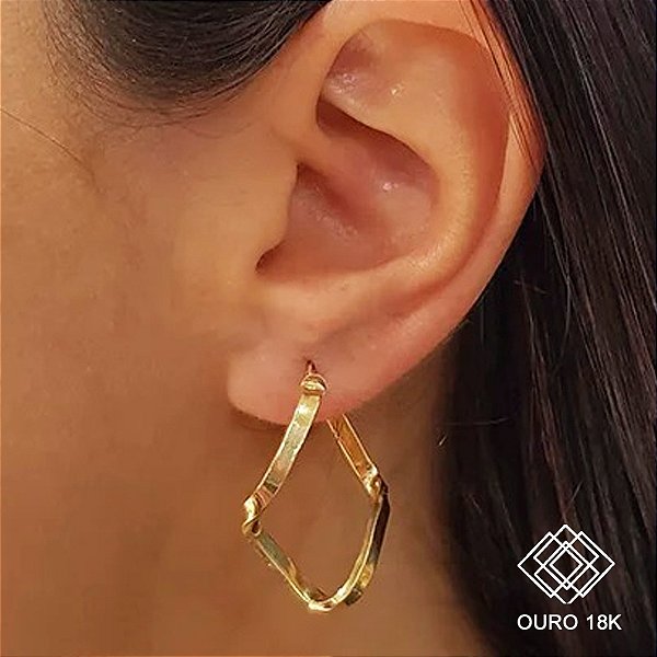 Brinco Argola Triângulo Ouro 18k