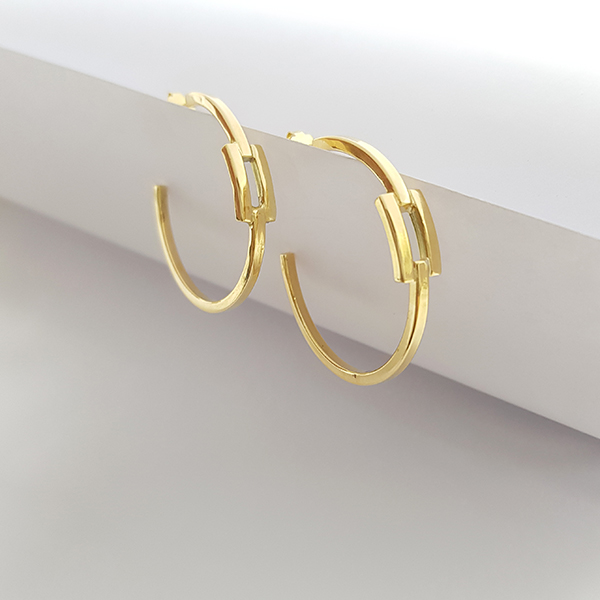 Brinco Meia Argola Ouro 18k