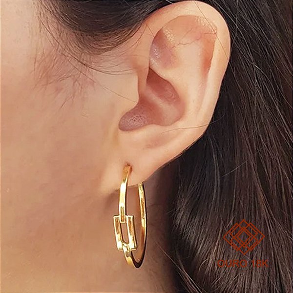 Brinco Meia Argola Ouro 18k