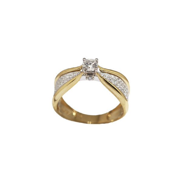 Anel Solitário Moissanite Duo de Ouro 18k