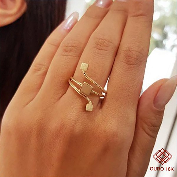 Anel Geométrico Ouro 18k