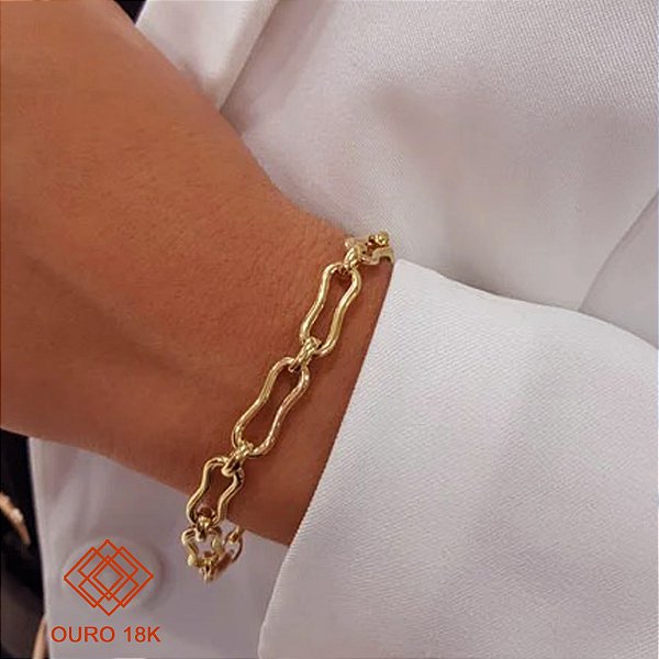 Pulseira Corrente Formato Orgânico - Ouro 18k