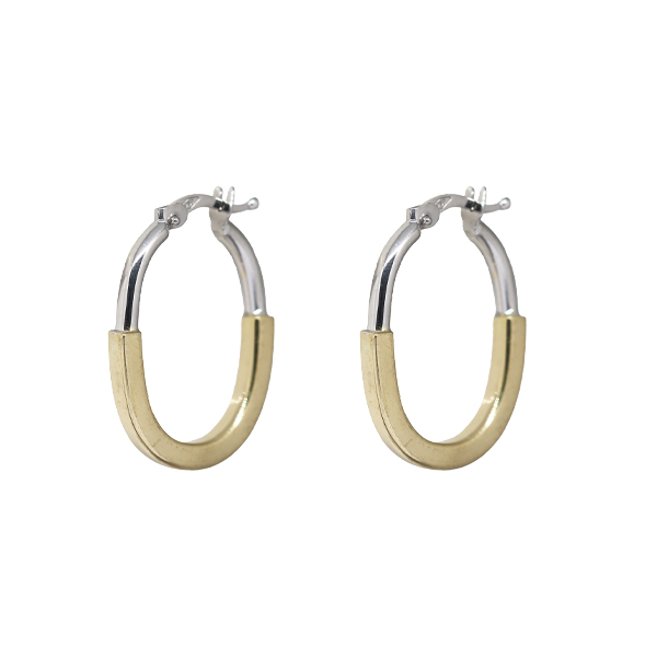 Brinco Argola Cadeado Dois Tons Ouro 18k