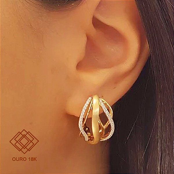 Brinco Argola Ouro 18k Diamante Cultivado