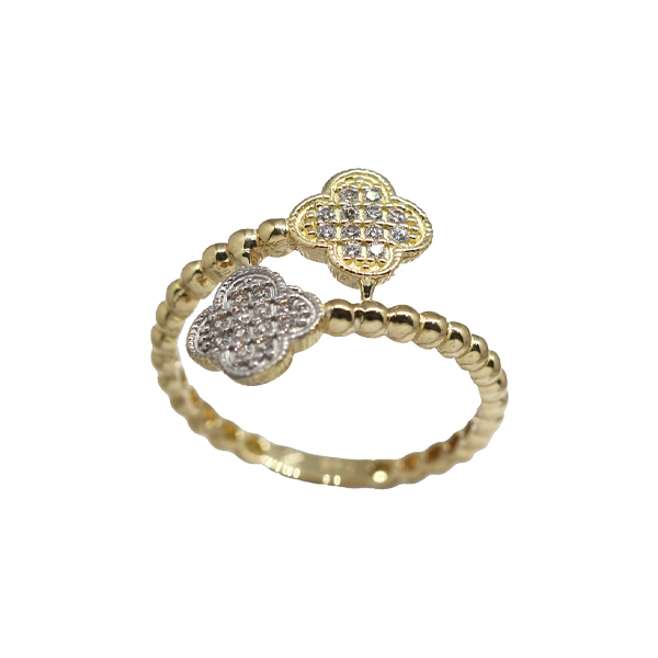 Anel Trevo Ouro 18k Zircônia
