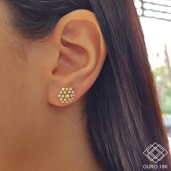 Brinco Chuveiro Rainha Ouro 18k Brilhante Moissanite