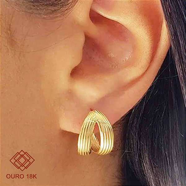 Brinco Meia Argola Ouro 18k
