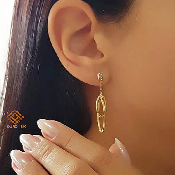 Brinco Ouro 18k Diamante