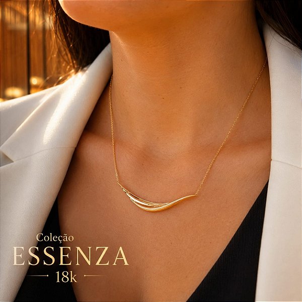 Gargantilha Ondas Ouro 18k - Coleção Essenza