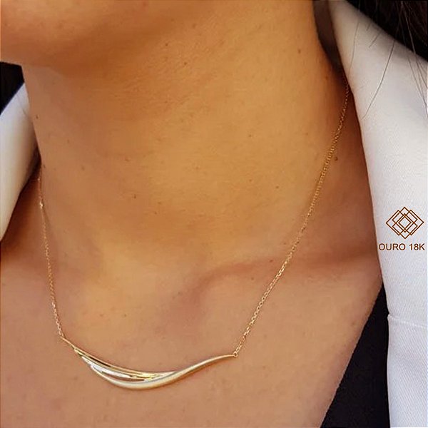 Gargantilha Ondas Ouro 18k