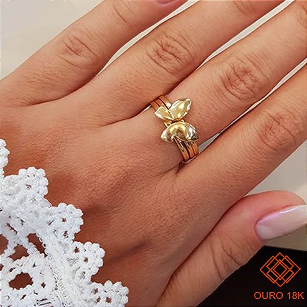 Anel Borboleta Ouro 18k