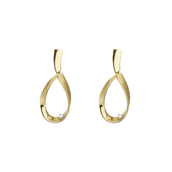 Brinco Gota Ouro 18k Diamante