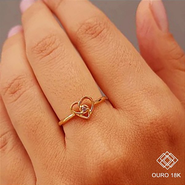 Anel Coração Topázio Ouro 18k