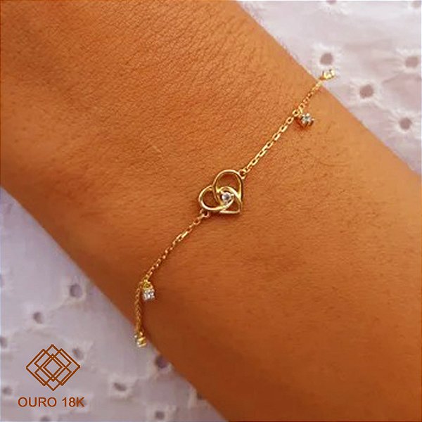 Pulseira Coração Topázio Ouro 18k