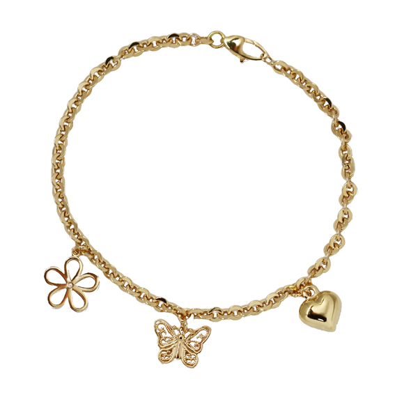 Pulseira Berloque Borboleta Ouro 18k