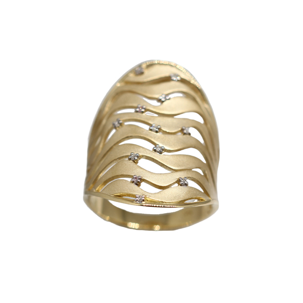 Anel Vazado Ouro 18k Zircônia