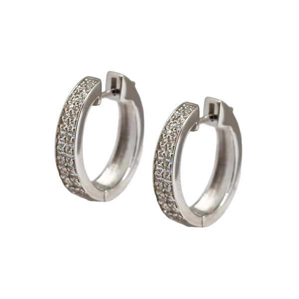 Brinco Argola Prata 925 Zircônias