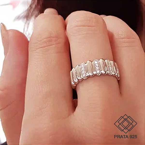 Anel Prata 925 Zircônias